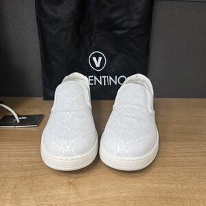 Valentino Monogrammed White Slip-On Shoes